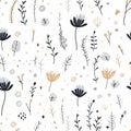 Minimalistic Floral Botanical Pattern On White Background Royalty Free Stock Photo