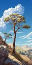 Art Nouveau Inspired Desert Tree Poster With Detailed Foliage