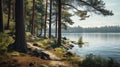 Tranquil Forest And Lakes: Vray Tracing With Realistic Textures