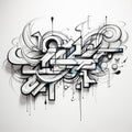 Hand Drawn Graffiti Art With Black And White Lettering And Shapes Royalty Free Stock Photo