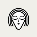 Minimalist Black And White Woman Face: Cultural Symbol And Ritualistic Mask