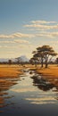 Hyper-realistic Acacia Tree Painting In The Style Of Dalhart Windberg