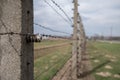 Photo shows barbed wire at Auschwitz Birkenau concentration camp, Nazi death camp dating back to WW2. Royalty Free Stock Photo