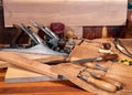 Woodworking Hand Tools; plane, chisels, carving knives, marking knife, draw knife