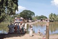 1977. Sri Lanka. The cable guided ferry reach the shore.