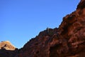 Girl at the sunset in the Wadi Rum desert in Jordan Royalty Free Stock Photo