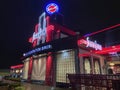 Colorful Retro Silver Diner Open at Night for a Snack or Dinner