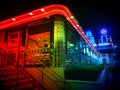 Colorful Retro Silver Diner Open at Night-Rainbow Effect