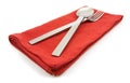 photo silverware fork napkin isolated Royalty Free Stock Photo