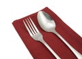 photo silverware fork napkin isolated Royalty Free Stock Photo