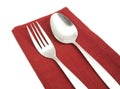 photo silverware fork napkin isolated Royalty Free Stock Photo