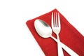 Photo silverware fork napkin isolated