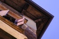 Ancient stone building and wooden window