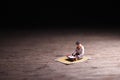 Conceptual Photo, Sitting Muslim, Islam People Reading Al Quran, at Wooden Floor Royalty Free Stock Photo