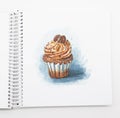 Photo Sketch Drawing of a cupcake with cream or cupcake with markers and a liner Royalty Free Stock Photo