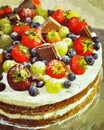 Photo sketcher of naked cake with fruits