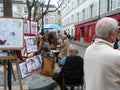 Photo sketches at Montmartre in Paris: tourists, artists, sights.