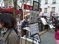 Photo sketches at Montmartre in Paris: tourists, artists, sights.