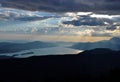 The sky, the clouds, the sun and the mountains in the late afternoon Royalty Free Stock Photo