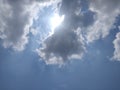 Photo of sky and clouds with sun in the morning Royalty Free Stock Photo