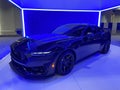 Sleek Blue Ford Mustang at the Auto Show
