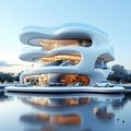 Photo Sleek modern dwelling Futuristic house design against pristine white backdrop