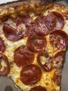 Big Slice of Carryout Pepperoni Pizza for Lunch Royalty Free Stock Photo