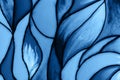 Photo of a small fragment of a beautiful stained glass in trendy blue color. Mockup for your design. Trendy background