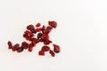 Small heap of dried cranberries isolated on white background, top view Royalty Free Stock Photo
