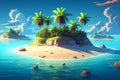 small topical island illustration with beautiful beach ai generated Royalty Free Stock Photo