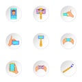 Photo on smartphone icons set, cartoon style Royalty Free Stock Photo