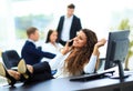 Photo of smiling brunette businesswoman