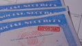 6 photo of social security card ssn with important stamp concept Royalty Free Stock Photo