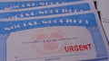 5 photo of social security card ssn with urgent stamp concept Royalty Free Stock Photo