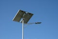 lighting poles with solar panels bottom view Royalty Free Stock Photo