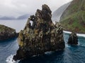 Outstanding rocks in the sea on the coast of Madeira Island