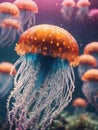 photo of some very beautiful jellyfish swimming in the ocean Royalty Free Stock Photo