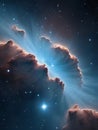 Photo Of Space Scene, Clear Neat Blue Nebula With Stars, Elements Furnished By Nasa, 3D Rendering. Generative AI