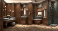 Ai generated a spacious bathroom with elegant double sinks and a modern shower