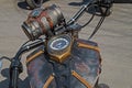 Speedometer, headlight and motorcycle gas tank