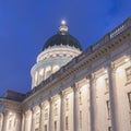 Photo Square Utah State Capital Building in Salt Lake City glowing against vibrant blue sky Royalty Free Stock Photo