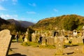 photo of St. Kevin's monastic city at Glendalough famed for its rounds towers, and Celtic crosses Royalty Free Stock Photo