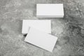 Stack of business cards blank mockup on grunge background mocap for design Royalty Free Stock Photo