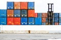 Stack of shipping containers in the harbor of Vigo Royalty Free Stock Photo