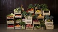 A Photo of a Stack of Wooden Crates Filled with Fresh Produce Royalty Free Stock Photo