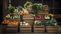 A Photo of a Stack of Wooden Crates Filled with Fresh Produce Royalty Free Stock Photo