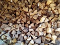 Photo of stacks of logs made of natural wood. Background. Harvesting firewood for the winter. Heated houses. Texture Royalty Free Stock Photo