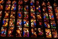 Stained Glass Windows in Duomo Cathedral. Stained Glass Gothic and Religious Art in Milano Cathedral. Royalty Free Stock Photo