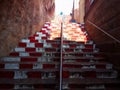 Hindu religion temple mountain stairs steps climbing foot hill