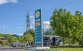 Photo of the stand with fuel prices at the car refueling Royalty Free Stock Photo